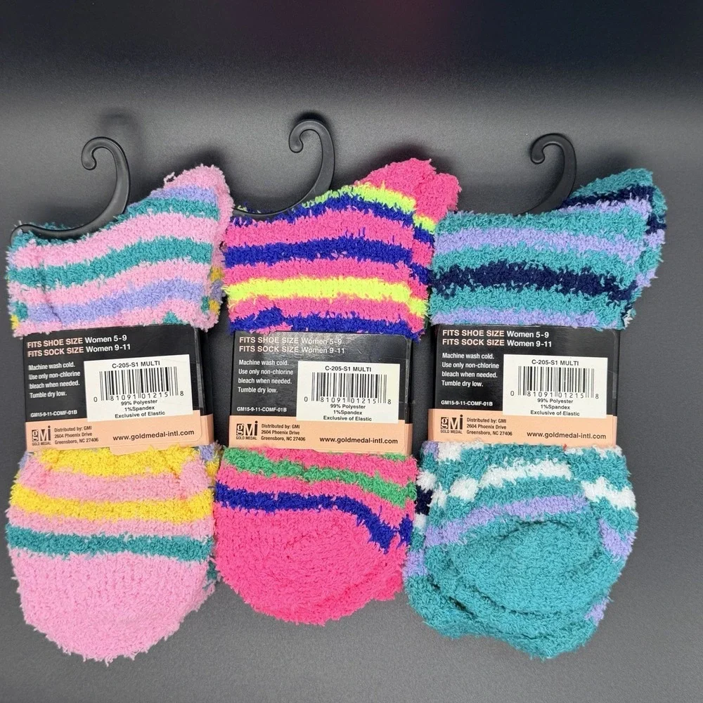 Comfy Womens 3 Pack Fuzzy Socks Fluffy Slipper ComfyCabin Soft Fleece Warm